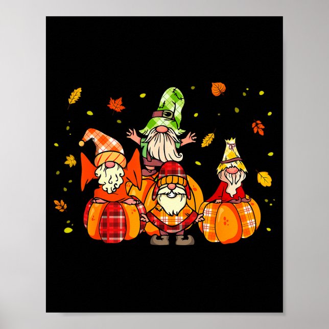 Póster Happy Fall Yall Shirt Buffalo Pumpkin Autumn Gnome (Frente)
