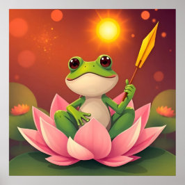 Póster Happy Frog Princess in Lotus Waits For The Prince