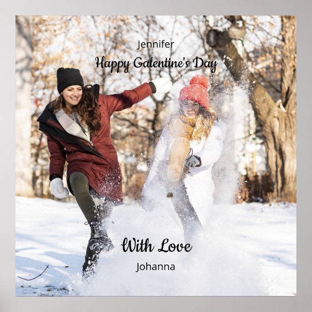 Póster Happy Galentine's Day Custom Photo Best Friends (Frente)