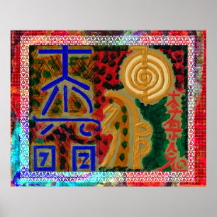 Póster Happy Glory Border Pattern - Reiki Healing Art