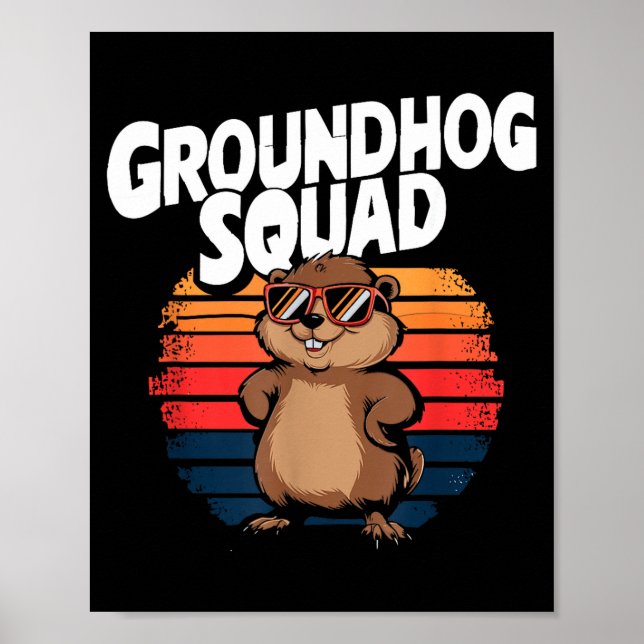 Póster Happy Groundhog Day 2025 - Funny Groundhog Squad  (Frente)