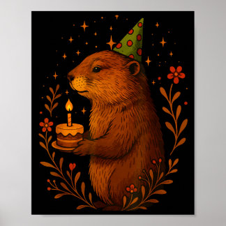 Póster Happy Groundhog Day Holiday Funny Groundhound Birt