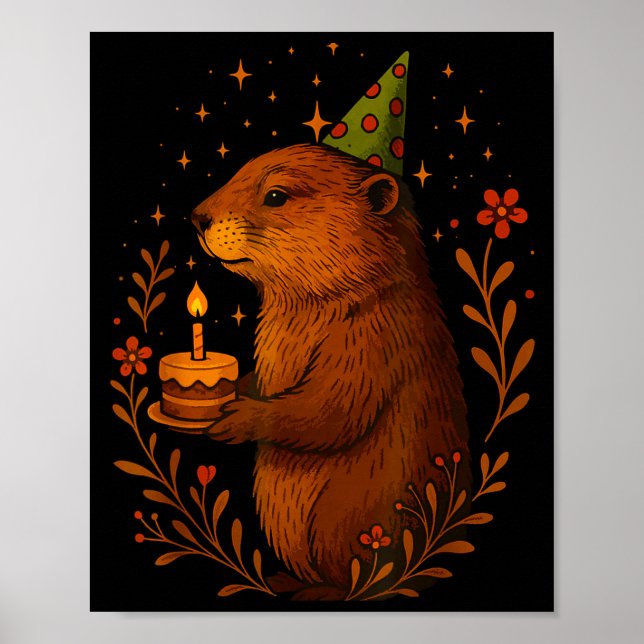 Póster Happy Groundhog Day Holiday Funny Groundhound Birt (Frente)