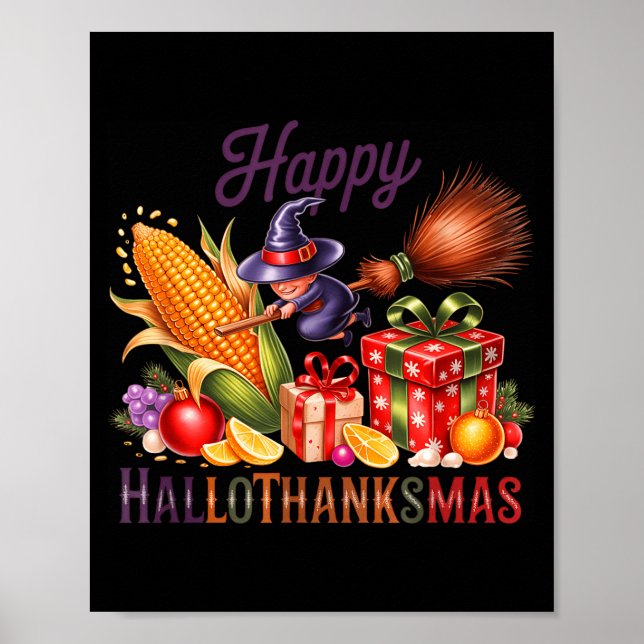 Póster Happy Hallothankmas Witch Cornucoa  (Frente)
