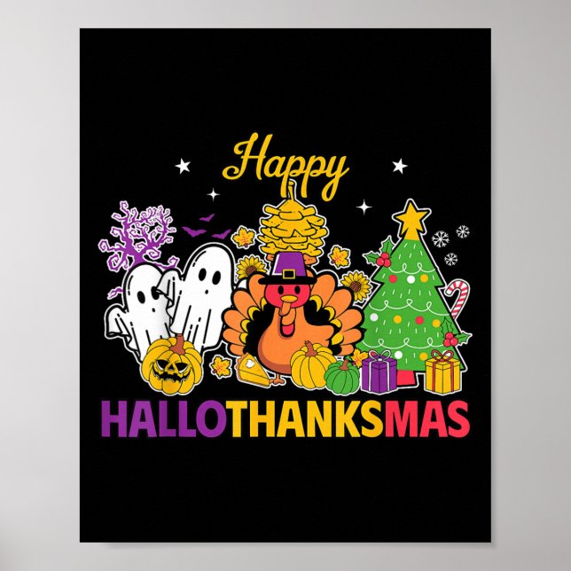 Póster Happy Hallothanksmas Halloween Thanksgiving Christ (Frente)