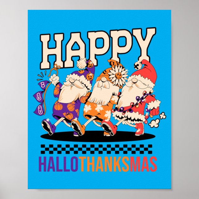 Póster Happy Hallothanksmas Holiday Gnomes Design (Frente)