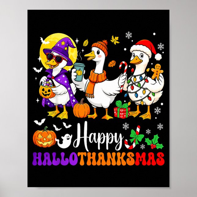 Póster Happy Hallothanksmas Santa Goose Witch Soky Season (Frente)
