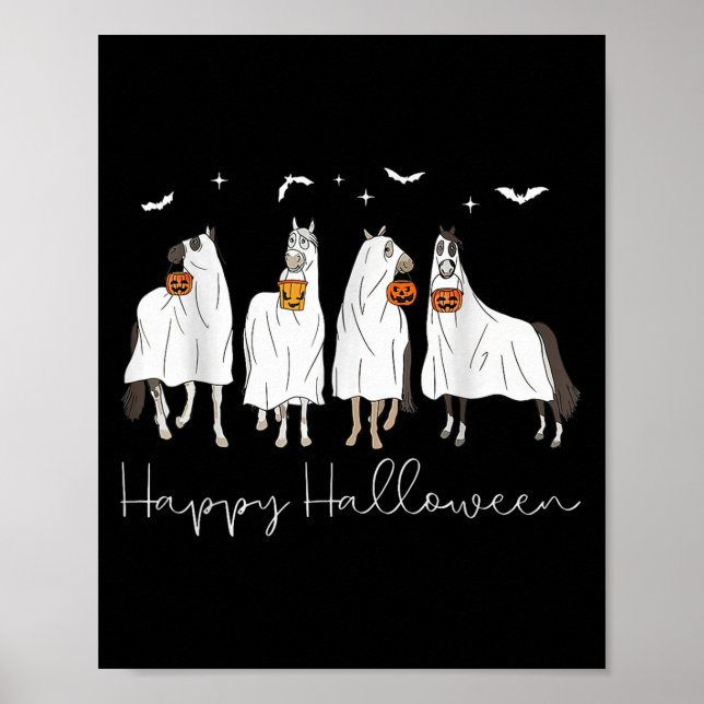 Póster Happy Halloween Horse Ghost 2025  (Frente)
