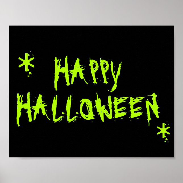 Póster Happy Halloween neón green scary typography (Frente)