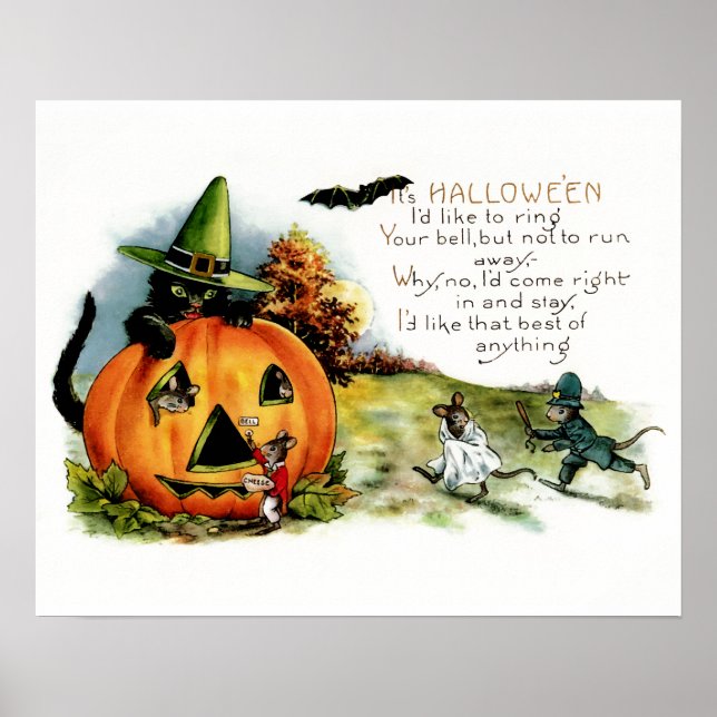 Póster Happy Halloween Vintage Halloween Postcard Art (Frente)