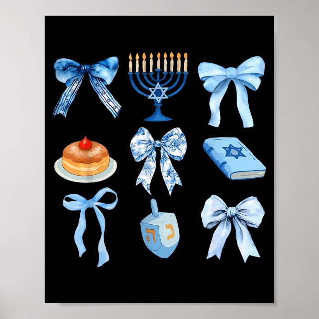 Póster Happy Hanukkah Coquette Bow Chanukah Jewish Women  (Frente)