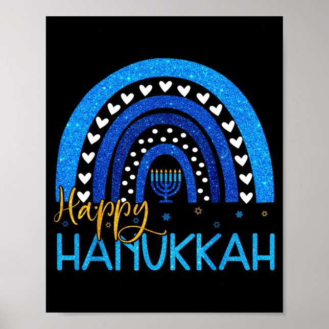 Póster Happy Hanukkah Menorah Rainbow Jewish Gift Women K (Frente)