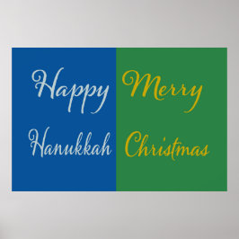 Póster Happy Hanukkah Merry Christmas Dual Holiday