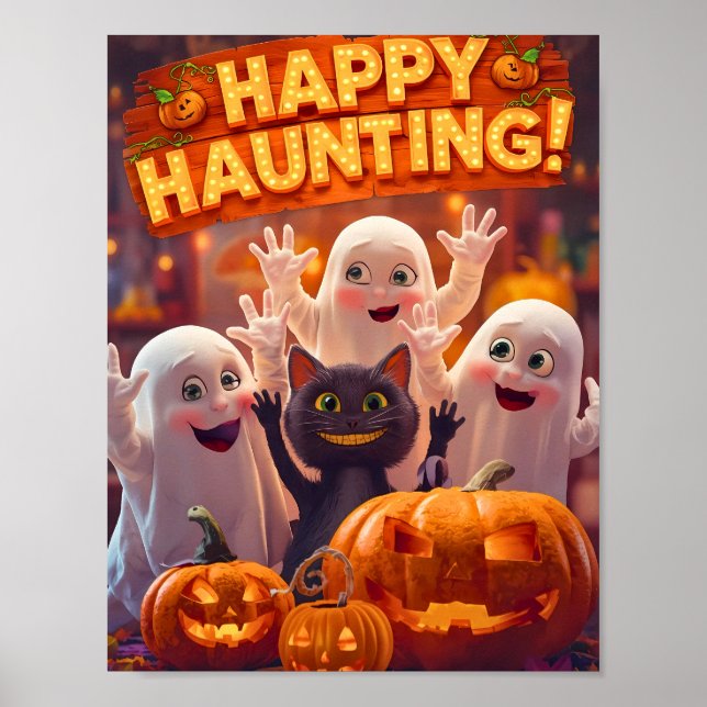 Póster Happy Haunting - Kids Halloween Poster (Frente)