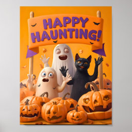 Póster Happy Haunting - Kids Halloween Poster