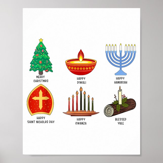 Póster Happy Holidays Around The World Multicultural Cele (Frente)