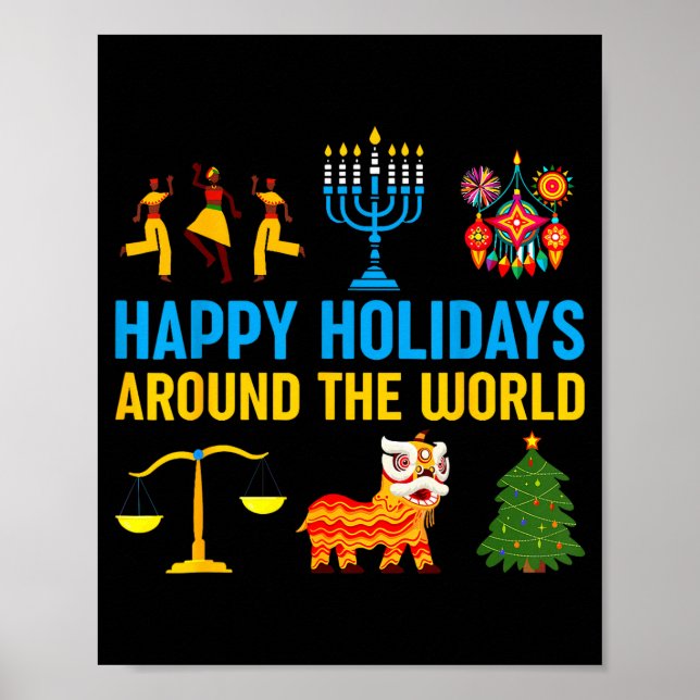 Póster Happy Holidays Around The World Multicultural Matc (Frente)