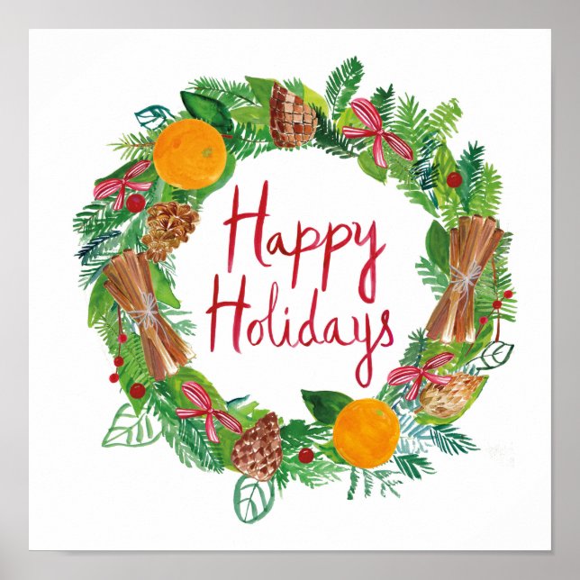 Póster Happy Holidays | Holiday Wreath (Frente)