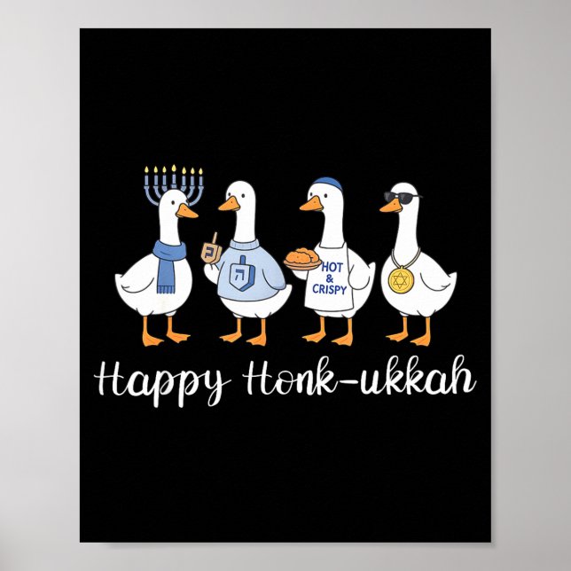 Póster Happy Honk-ukkah Hanukkah Silly Goose Women Men Ki (Frente)