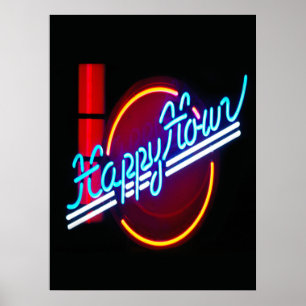 Póster Happy Hour Neon Rótulo Poster