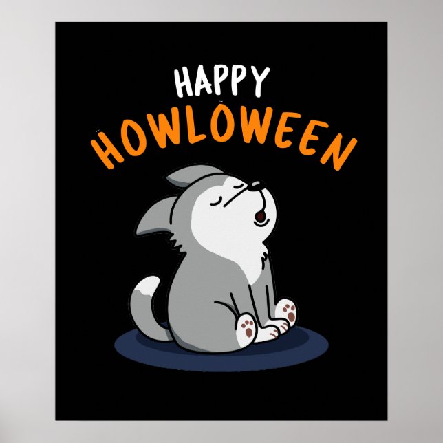 Póster Happy Howlowine Funny Dog Pun Dark BG (Frente)