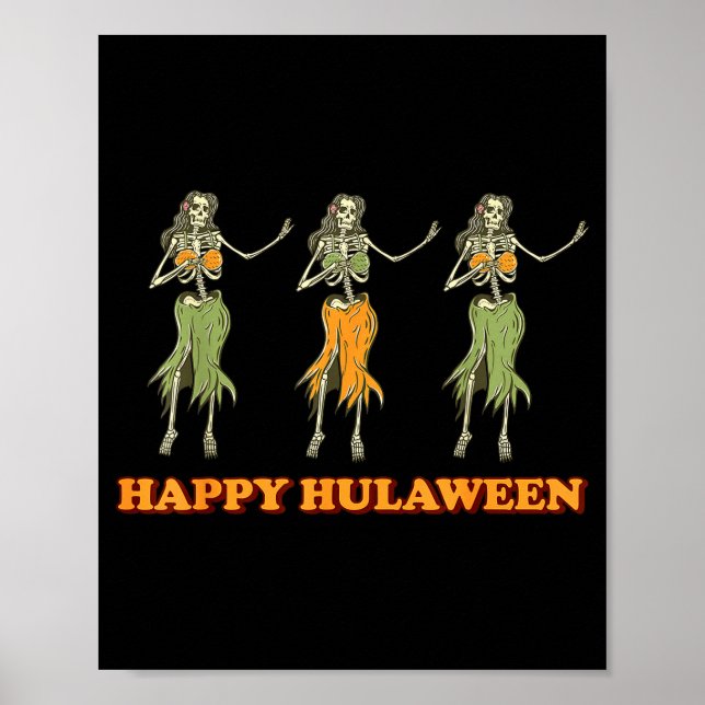 Póster Happy Hulaween Hawaii Themed Halloween Skeleton Vi (Frente)