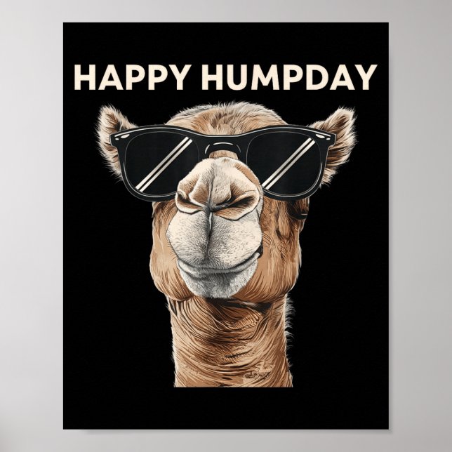 Póster Happy Hump Day Camel Funny Midweek Motivational Qu (Frente)
