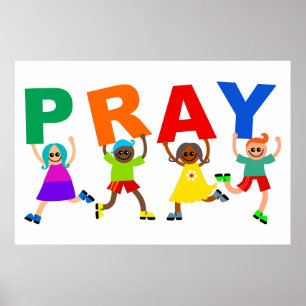 Póster Happy Kids Faith Pray Cute Expresión Personalizado