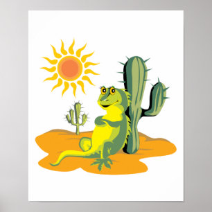 Póster happy lizard in desert