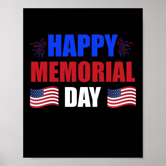 Póster Happy Memorial Day Bandera de Estados Unidos Patri (Frente)