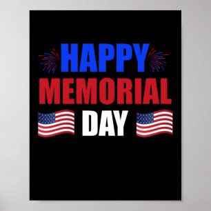 Póster Happy Memorial Day Bandera de Estados Unidos Patri