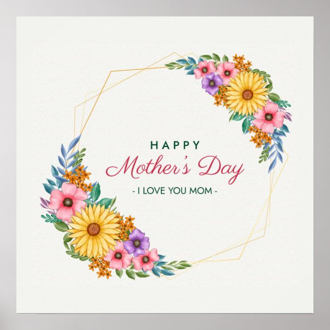 Póster Happy Mother's Day - I Love You Mom (Frente)