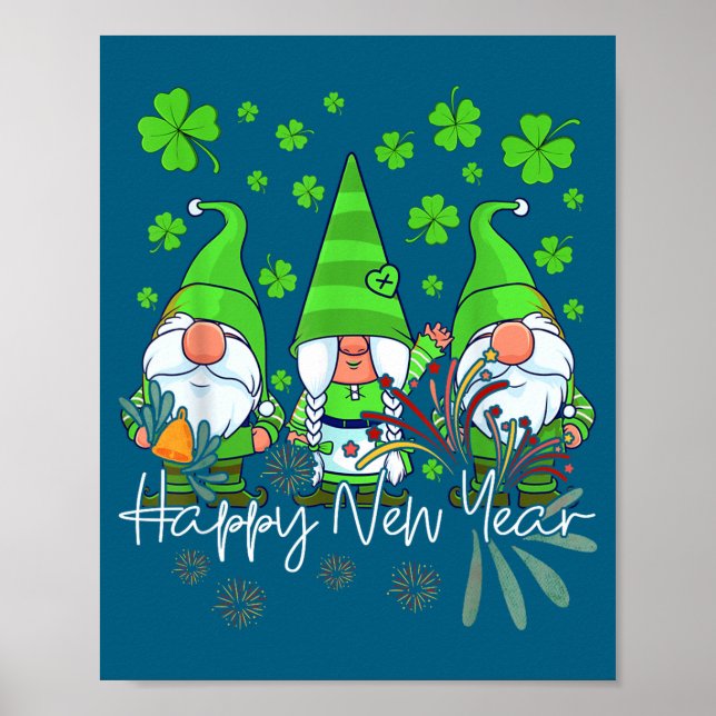 Póster Happy New Year 2023 Gnomes Irish Patrick Day Famil (Frente)