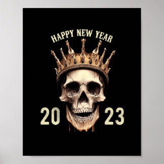 Póster happy new year 2023 skull