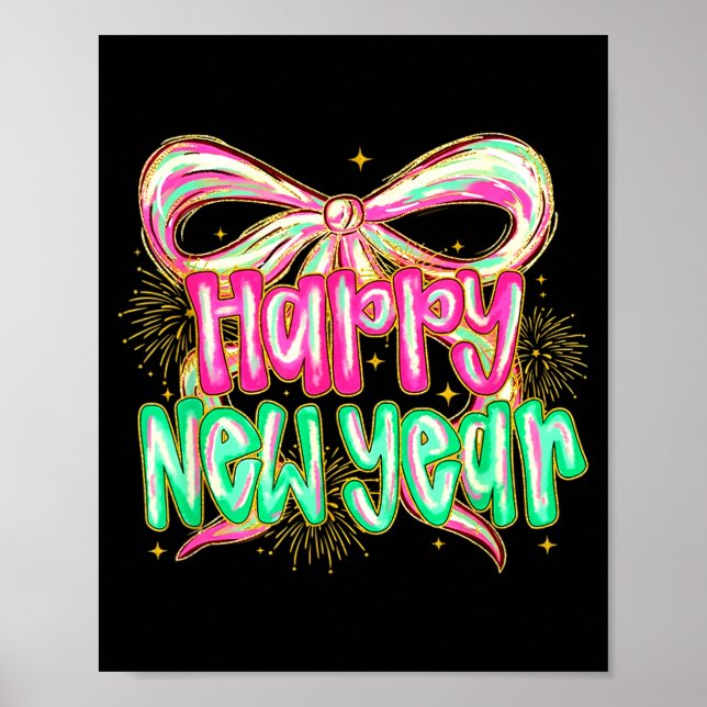 Póster Happy New Year 2026 Brushstroke Coquette Firework  (Frente)