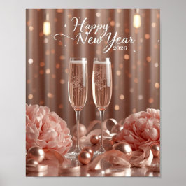 Póster happy new year 2026 champagne sparkle poster