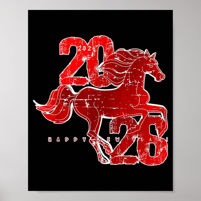 Póster Happy New Year 2026 Chinese New Year 2026 Year Of  (Frente)