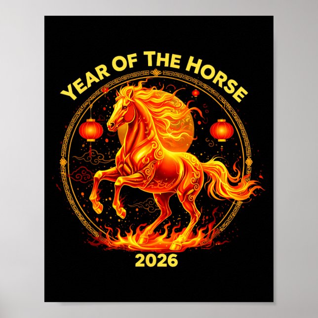 Póster Happy New Year 2026 Chinese New Year Horse Zodiac  (Frente)