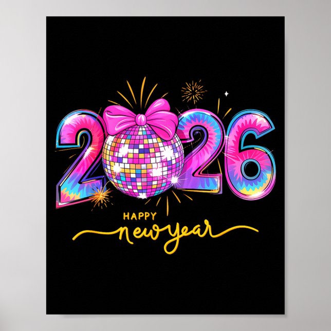 Póster Happy New Year 2026 Colorful Family Matching Celeb (Frente)