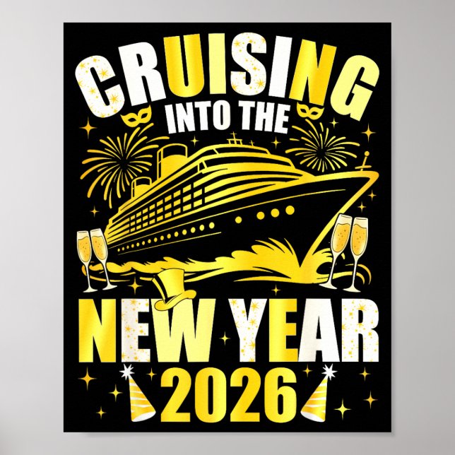 Póster Happy New Year 2026 Cruising Into The New Year 202 (Frente)