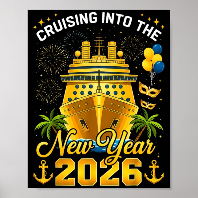 Póster Happy New Year 2026 Cruising Into The New Year 202 (Frente)