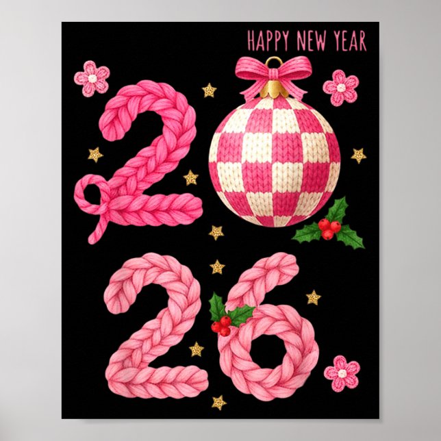 Póster Happy New Year 2026 Family Matching Crochet Men Wo (Frente)