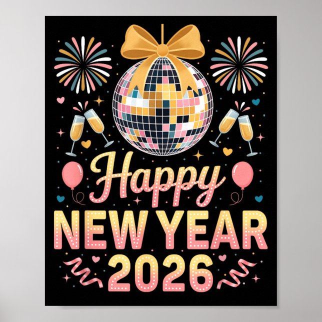 Póster Happy New Year 2026 Fireworks New Year's Eve Party (Frente)