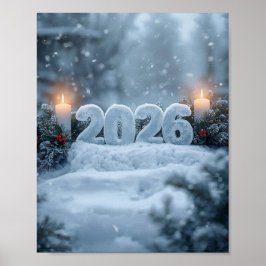 Póster happy new year 2026 frosty winter poster