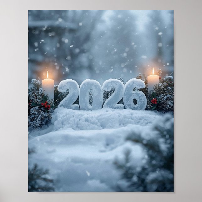 Póster happy new year 2026 frosty winter poster (Frente)
