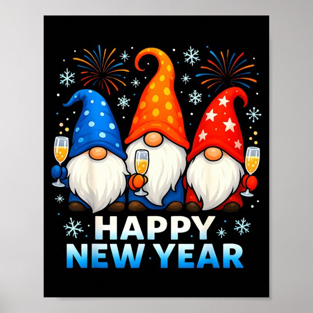 Póster Happy New Year 2026 Gnomes Matching Family New Yea (Frente)
