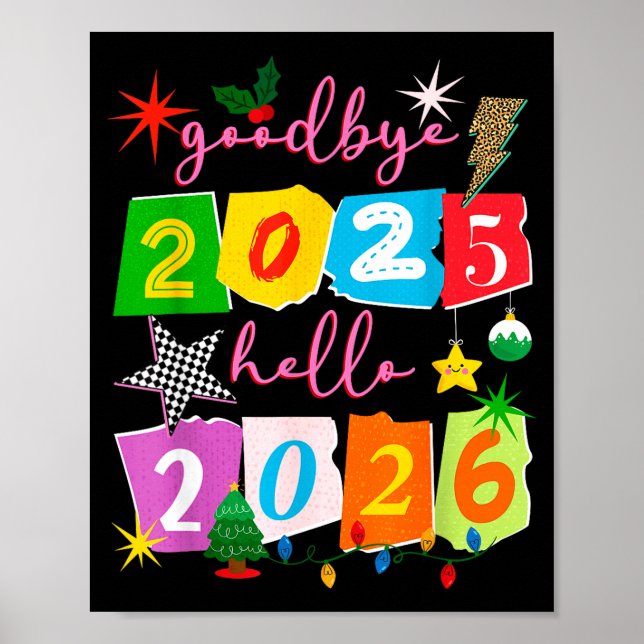 Póster Happy New Year 2026 Goodbye 2025 Hello 2026  (Frente)
