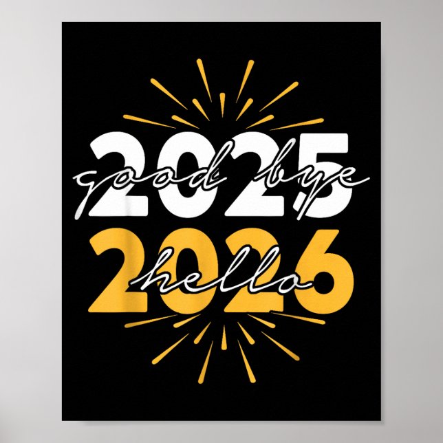 Póster Happy New Year 2026 Goodbye 2025 Hello 2026  (Frente)