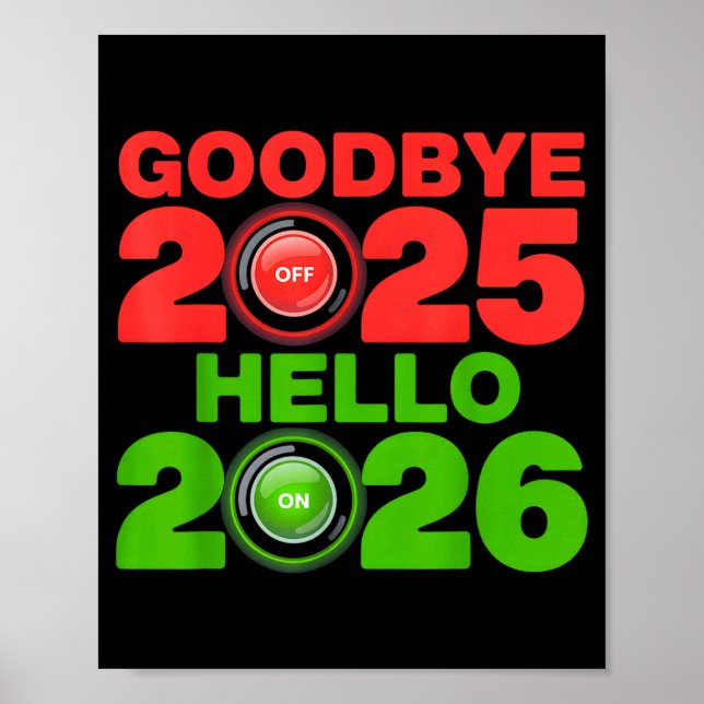 Póster Happy New Year 2026 Goodbye 2025 Hello 2026  (Frente)