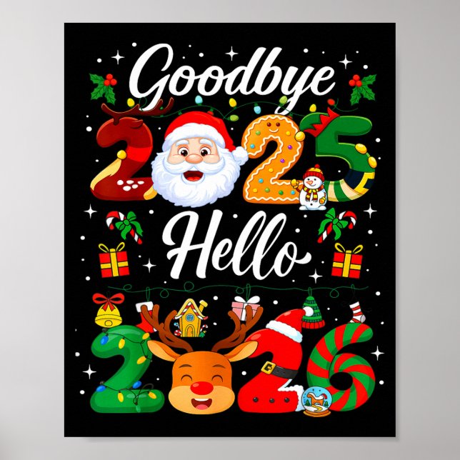 Póster Happy New Year 2026 Goodbye 2025 Hello 2026  (Frente)